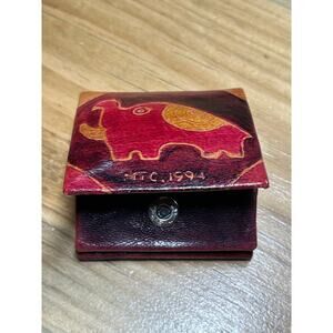 Vintage1994 The Mediterranean Trading Co Coin Purse.Elephant.Trinket box leather